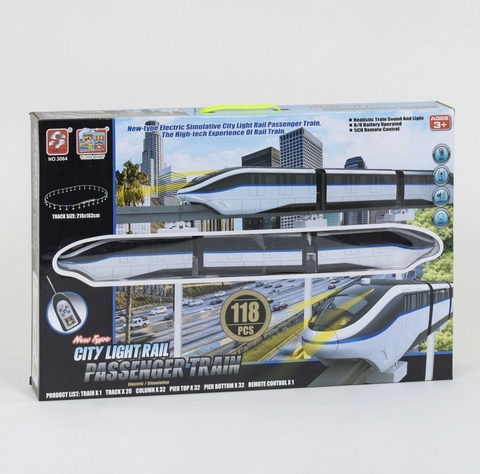 Железная дорога 3064 (12) Монорельс, р/у, 118 деталей, на батарейках, в коробке