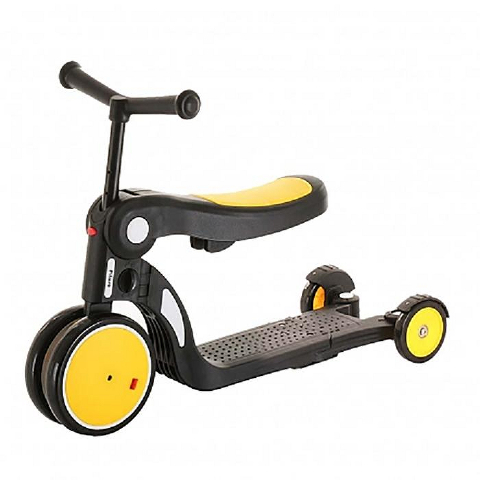 Самокат GS-0057 Yellow пластик.складной с сиденьем PU колеса 7,5