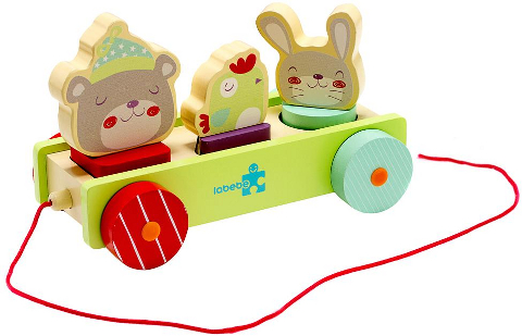 Деревянная каталка Labebe Animal Pull-A-Long Car 12m+ HY1610006