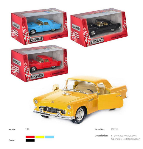 Модель легковая 5'' KT5319W FORD THUNDERBIRD 1955 метал.инерц.откр.дв.4кол.кор./96/