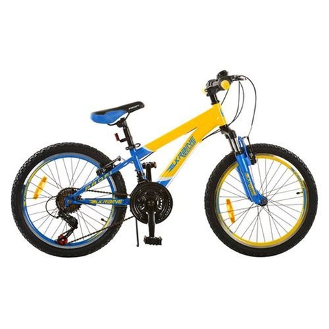 Велосипед 20д. G20A315-L1-UKR-1 (1шт)алюминий,V-брейк,двойной обод, Shimano,жел-голуб