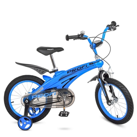 Велосипед 16" PROF1 Projective LMG16125, магнез.рама,синий, доп.колеса
