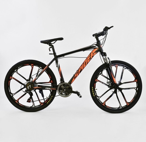 Велосипед 26" CORSO JYT 006 8108 BLACK-ORANGE SPIDER, Алюминий, 21 скорость