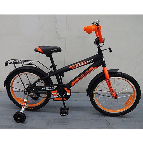 Велосипед детский PROF1 16д. G1652 (1шт) Inspirer,черно-оранж(мат),звонок,доп.колеса