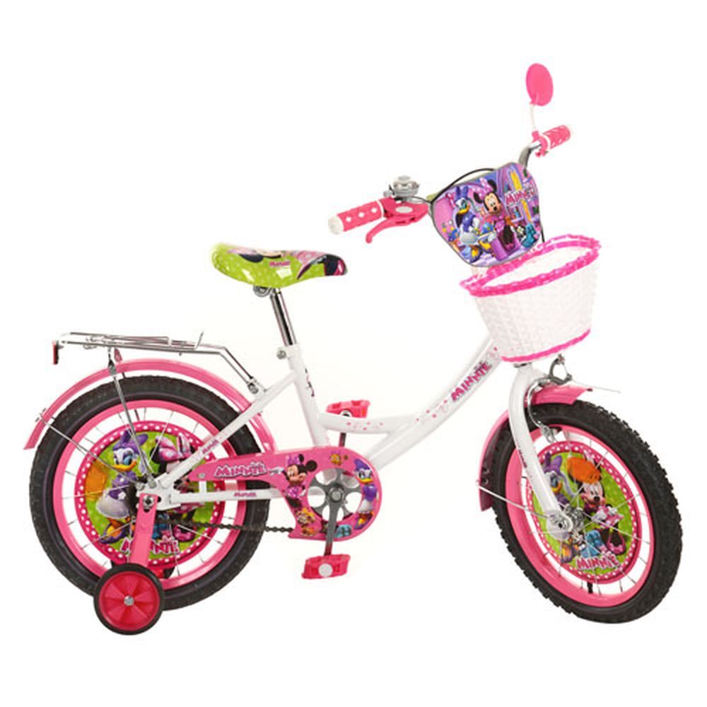 Велосипед детский мульт 16д. MI166B (1шт) DM,бело-малин,зеркало,звонок,корзина,в кор-ке,69-41-16см