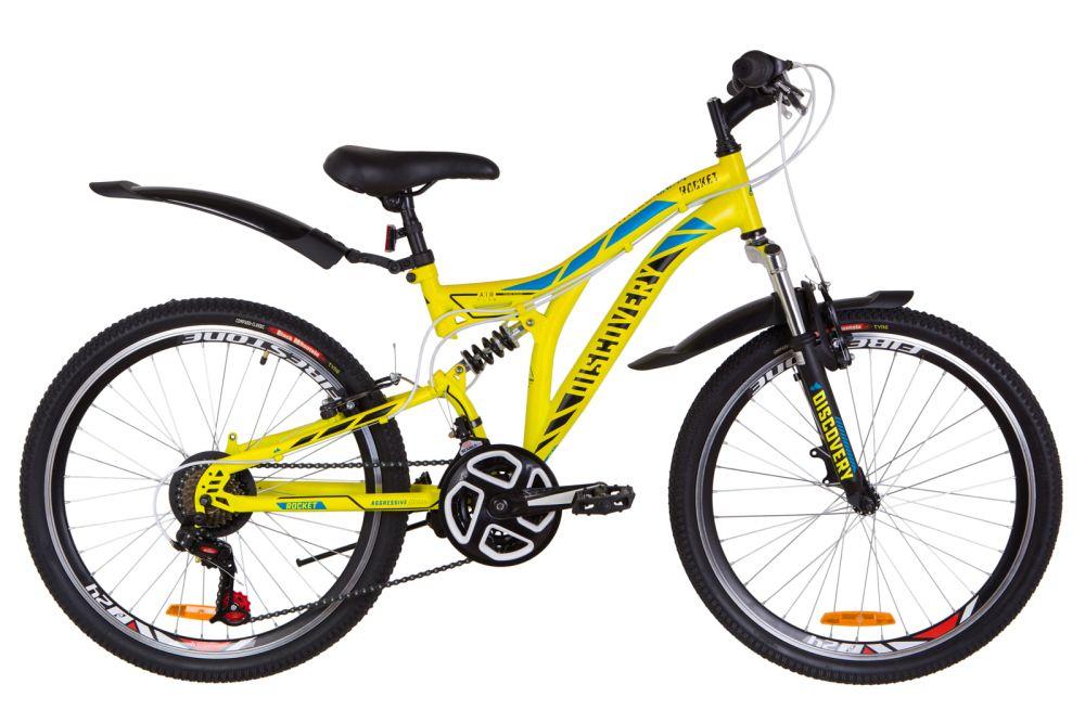Велосипед 24" Disсovery ROCKET (OPS-DIS-24-142), AM2 Vbr рама-15" St с крылом Pl 2019, желтый