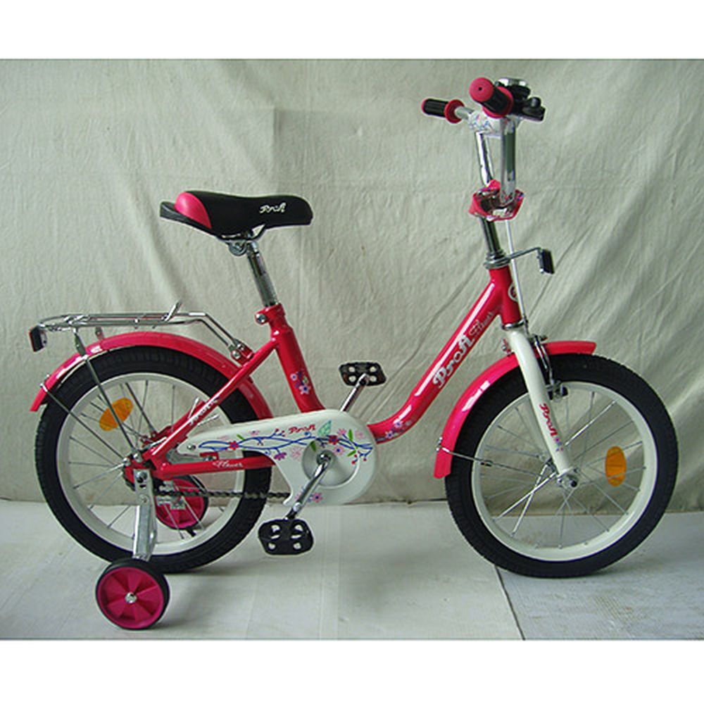 Велосипед детский PROF1 16д. L1682 (1шт) Flower, малиновый,зеркало,звонок,доп.колеса