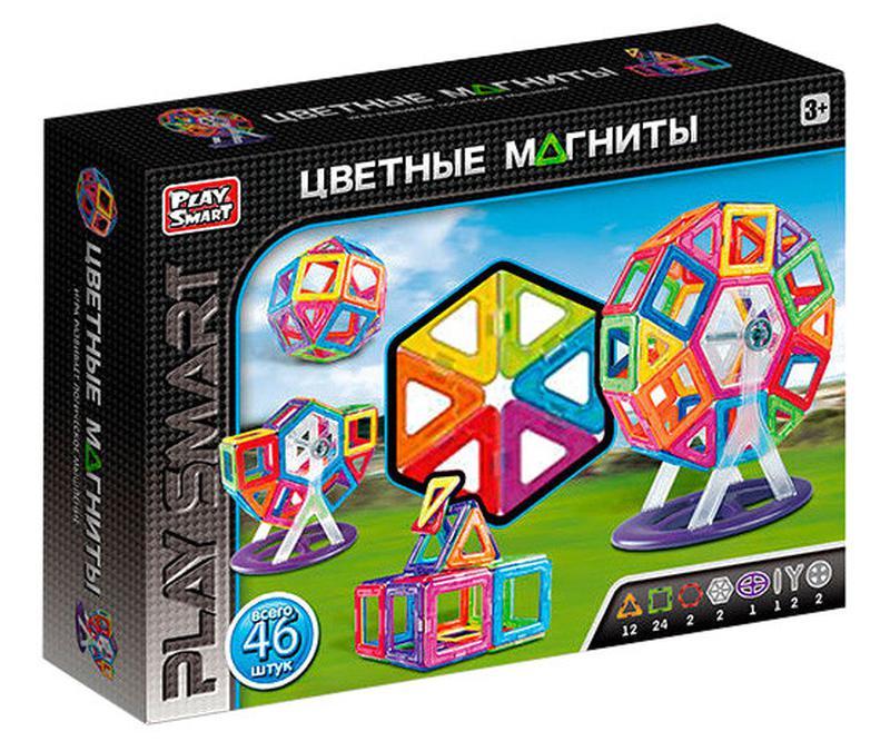 Конструктор магнитный 2430 Play Smart (24) 46 деталей, в коробке