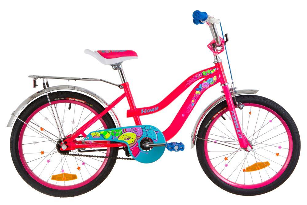 Велосипед 20" Formula FLOWER (OPS-FRK-20-064), рама-13" St с багажником зад St, с крылом St 2019 розовый