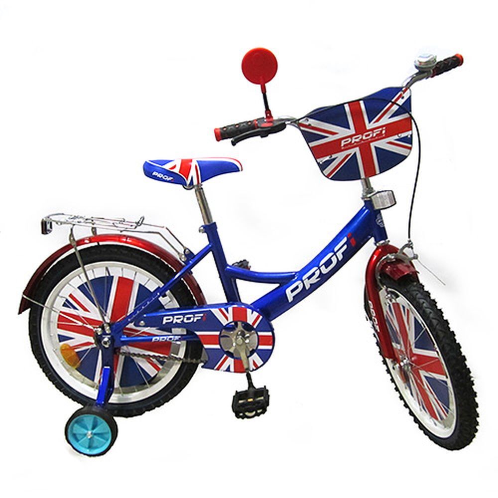 Велосипед детский PROF1 мульт 18д. PL1834 (1шт) London,красно-синий,зеркало,звонок,подножка