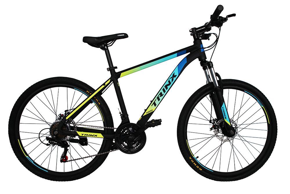 Велосипед 26" TRINX M100, DD рама-15" AL, Matt-Black-Blue-Yellow