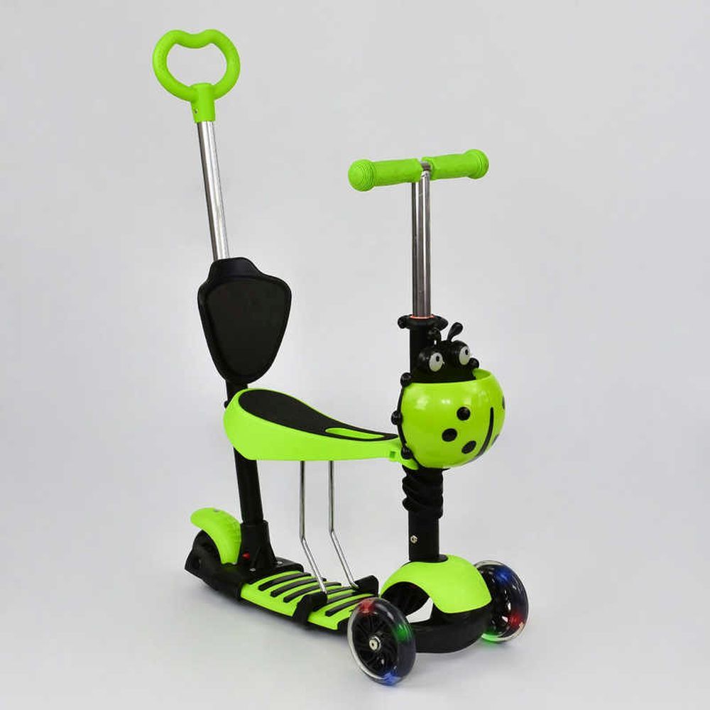 Самокат А 24678 3050 Best Scooter 5 в 1 (6) цвет САЛАТОВЫЙ, колеса PU светящиеся