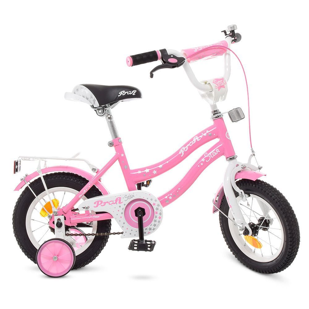 Велосипед 12" PROF1 Star Y1291, розовый,звонок,доп.колеса
