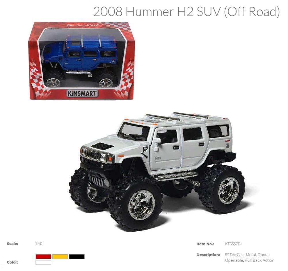 Модель джип 5" KT5337WB HUMMER H2 SUV (Off Road) (2008) метал.инерц.откр.дв.1:40 кор.ш.к./96/