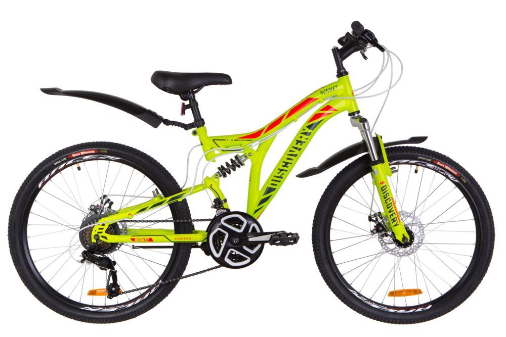 Велосипед 24" Disсovery ROCKET (OPS-DIS-24-139),  AM2 DD рама-15" St с крылом Pl 2019 зелено-красный (м)