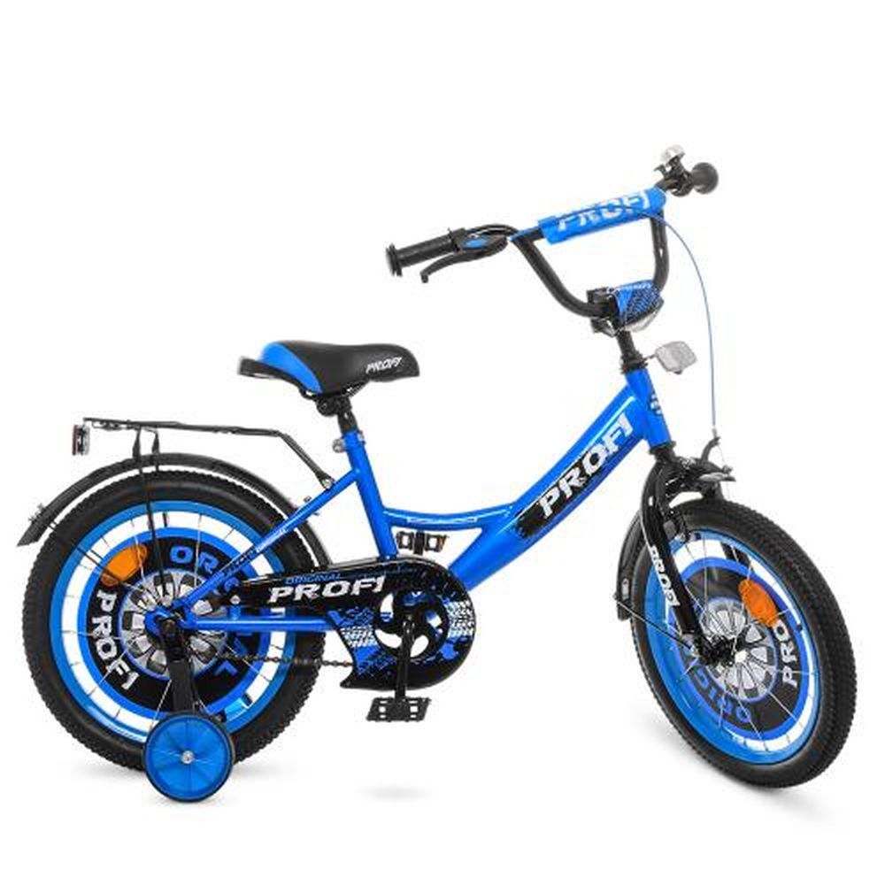 Велосипед 16" PROF1 Y1644, Original boy,сине-черный,звонок,доп.колеса