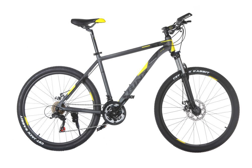 Велосипед 26" TRINX M136, DD рама-19" AL, Matt-Grey-Yellow-Black
