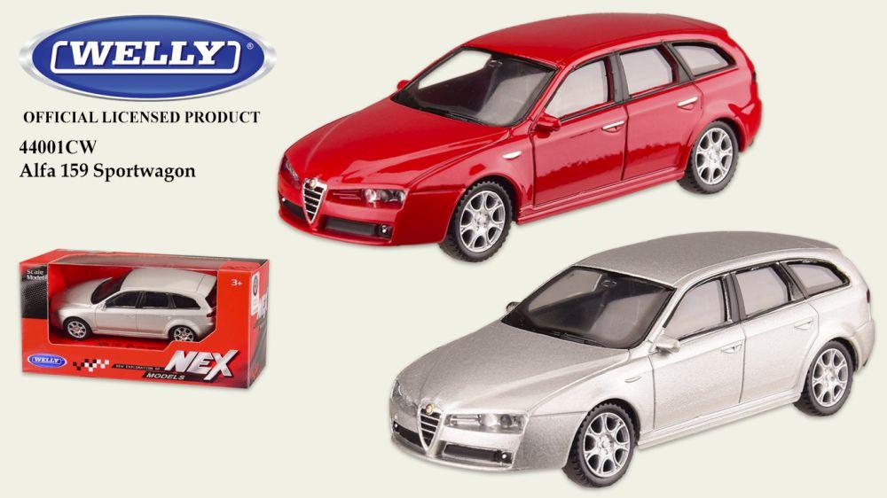 Машина метал 44001CW, "WELLY"1:43 ALFA 159 SPORTWAGON,2 цвета,в кор.13*6*5,5см, р-р игрушки – 10.5*4*3 см