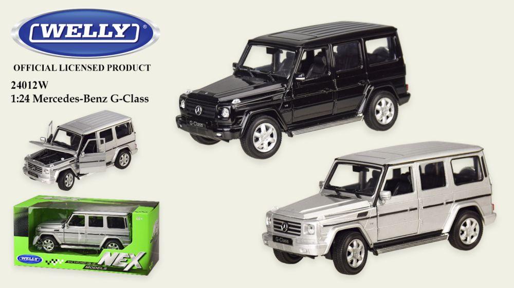 Машина метал 24012W, "WELLY"1:24 MERCEDES-BENZ G-CLASS,откр.двери,капот,2 цвета,в кор.23*11*10 см, р-р игрушки – 19*7*7.5 см