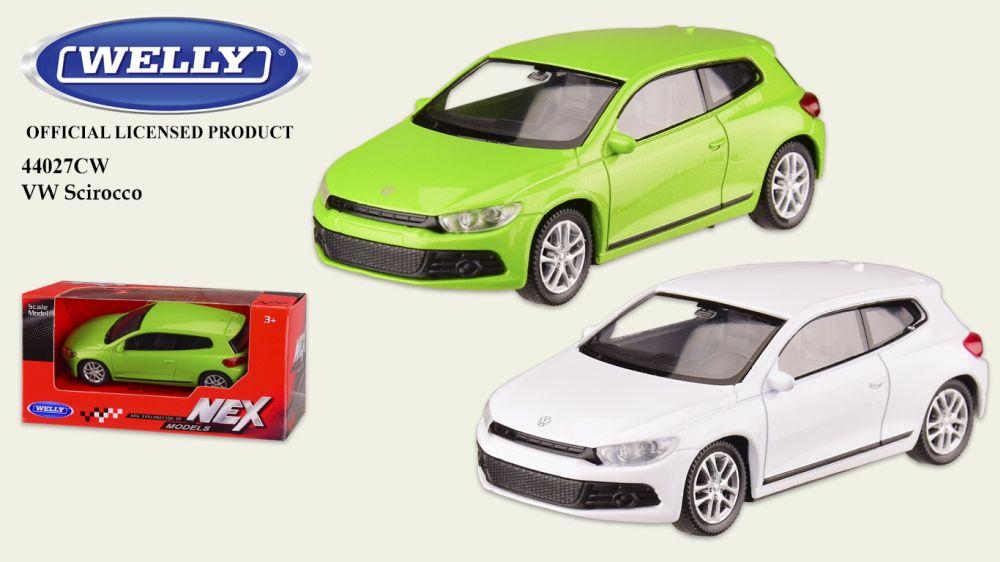 Машина метал 44027CW, "WELLY"1:43 VOLKSWAGEN SCIROCCO,2 цвета,в кор.13*6*5,5см, р-р игрушки – 10*4*3.5 см