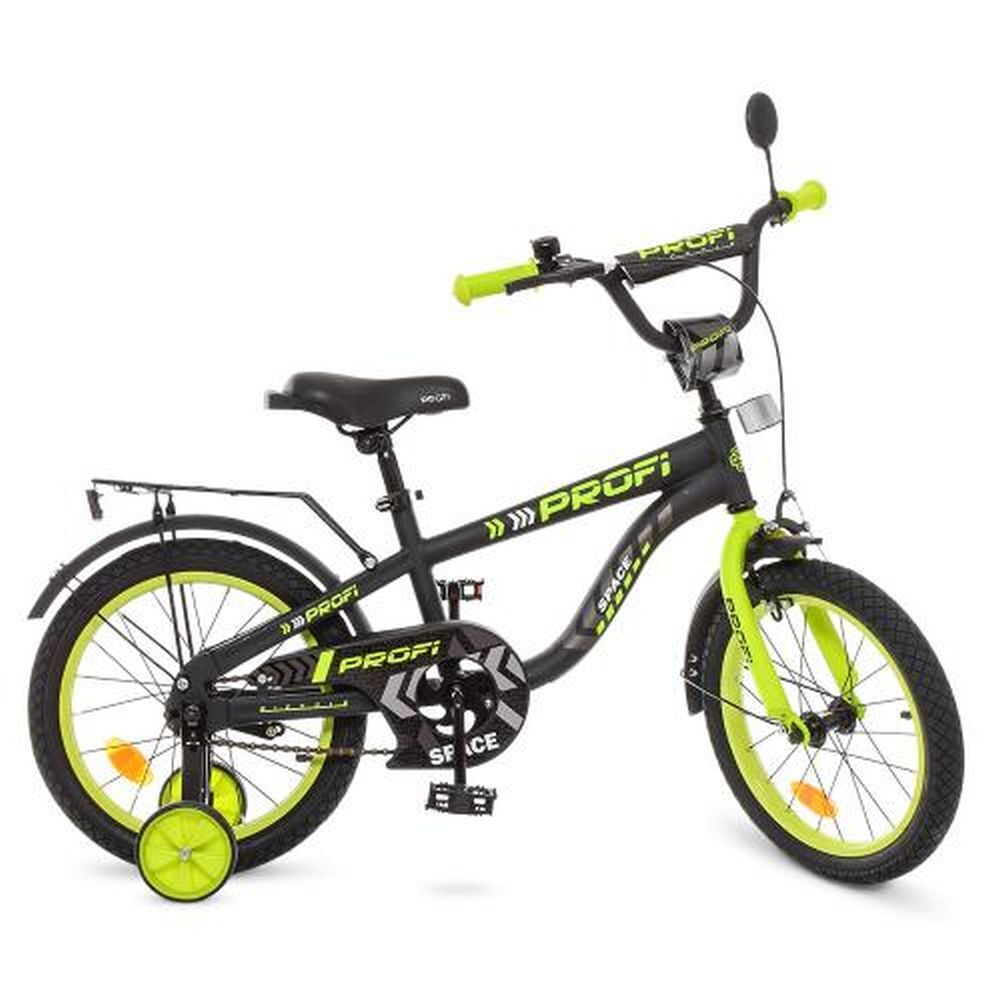 Велосипед детский PROF1 16д. T16152 (1шт)Space,черный,звонок,доп.колеса