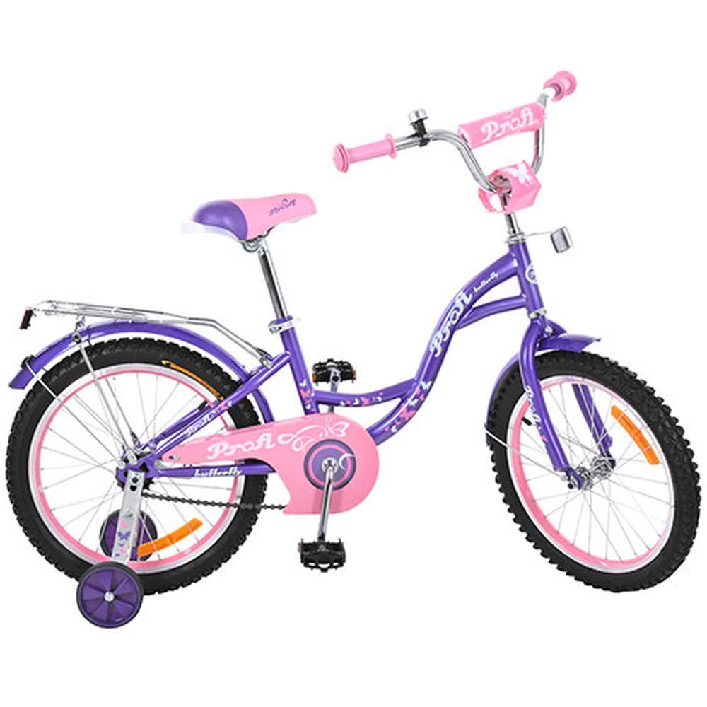 Велосипед детский PROF1 18д. G1822 (1шт) Butterfly,фиолетовый,звонок,доп.колеса