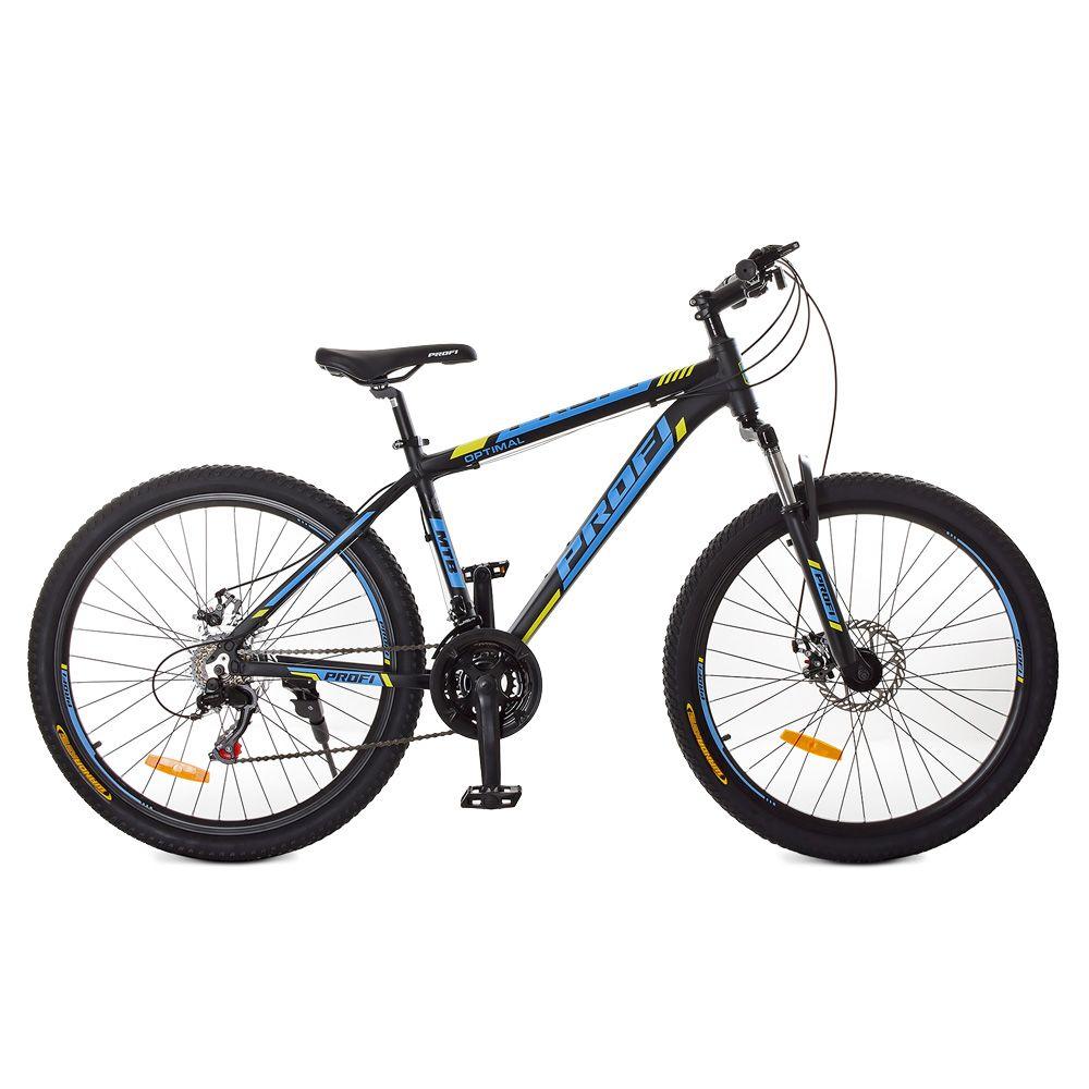 Велосипед 26" PROFI G26OPTIMAL A26.1, алюм.рама 16,5",SHIMANO 21SP,алюм.DB,CS TZ500,черн(мат)-голуб