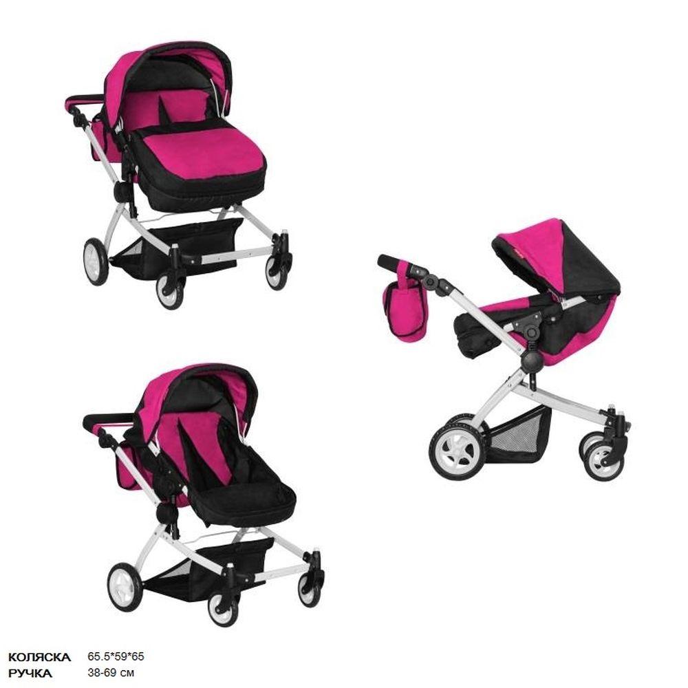 Коляска для ляльки (двійні) CARRELLO CONNECT 9651A HOT PINK з сумкою метал.кор.51*15*49 /1/