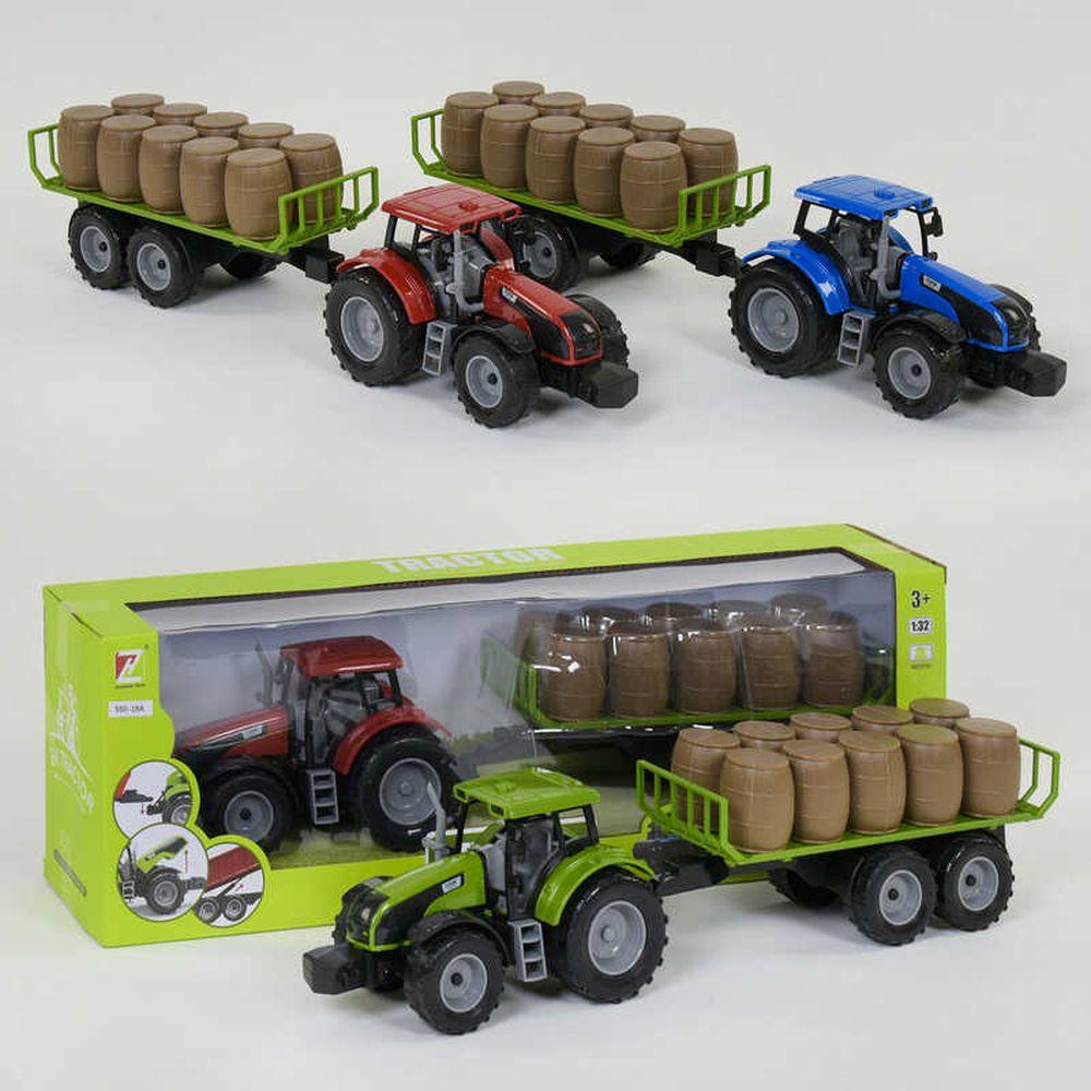 Трактор с прицепом 550-18 A, инерция, 3 цвета, в коробке |24|