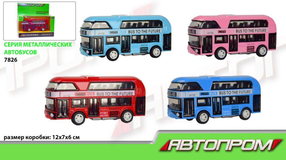 Автобус металл 7826, "АВТОПРОМ",1:50, 4 цветов, в коробке 12*7*6см