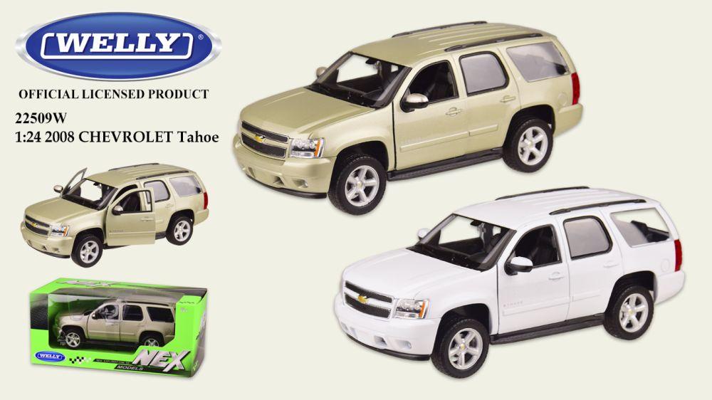 Машина метал 22509W, "WELLY"1:24 CHEVROLET TAHOE,откр.двери,2 цвета,в кор.23*11*10см, р-р игрушки – 19*7.5*7.5 см