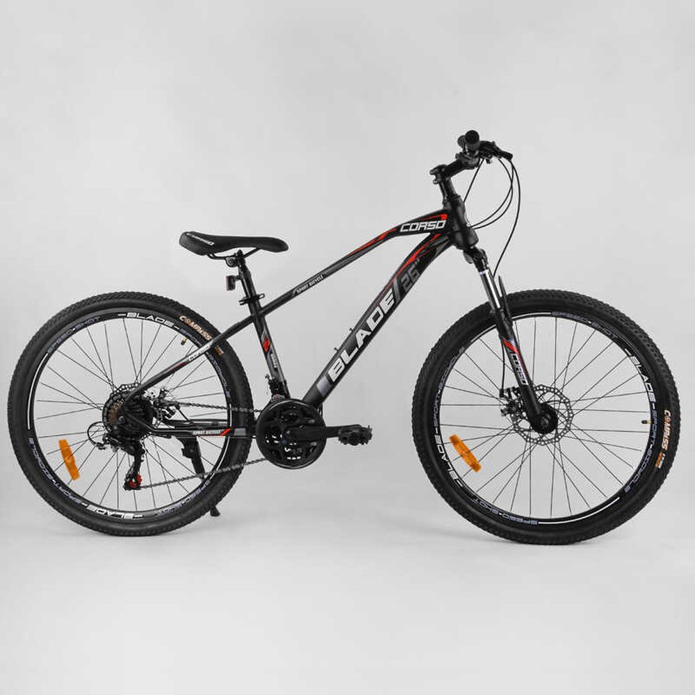 Велоcипед 26" CORSO «BLADE» 69455, AL рама - 13", оборудование Shimano 21 скорость, собран на 75%