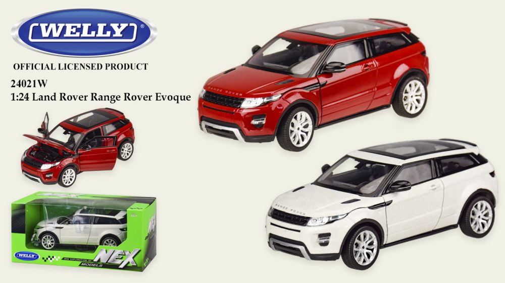 Машина мет. WELLY арт. 24021W, 1:24 RANGE ROVER EVOQUE, відкр.двері, капіт, 2 кольори,р-р игрушки – 17.5*7.5*6.5 см, короб.23*11*10