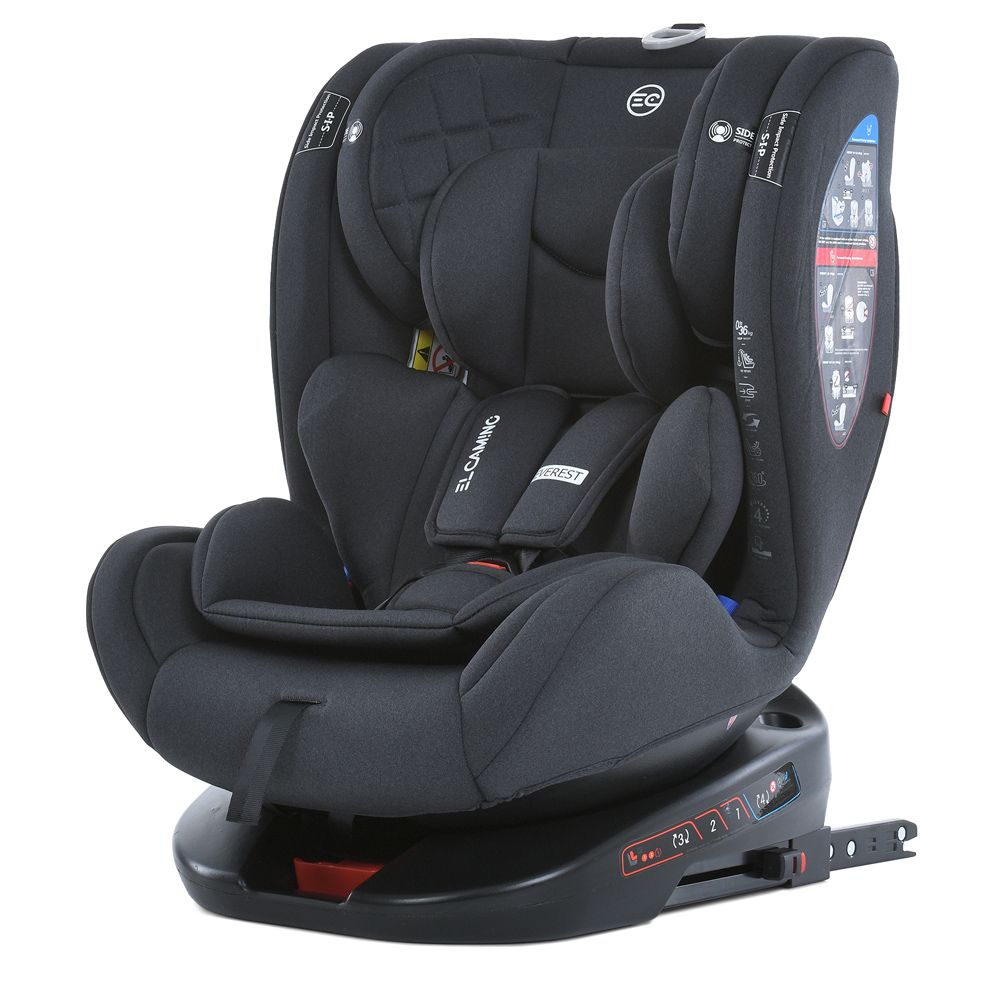 Автокрісло дитяче ME 1114 EVEREST Dark Gray, 0,1,2,3(до36кг),5-ти точ.рем.безпеки, isofix, 360град, темно-сірий