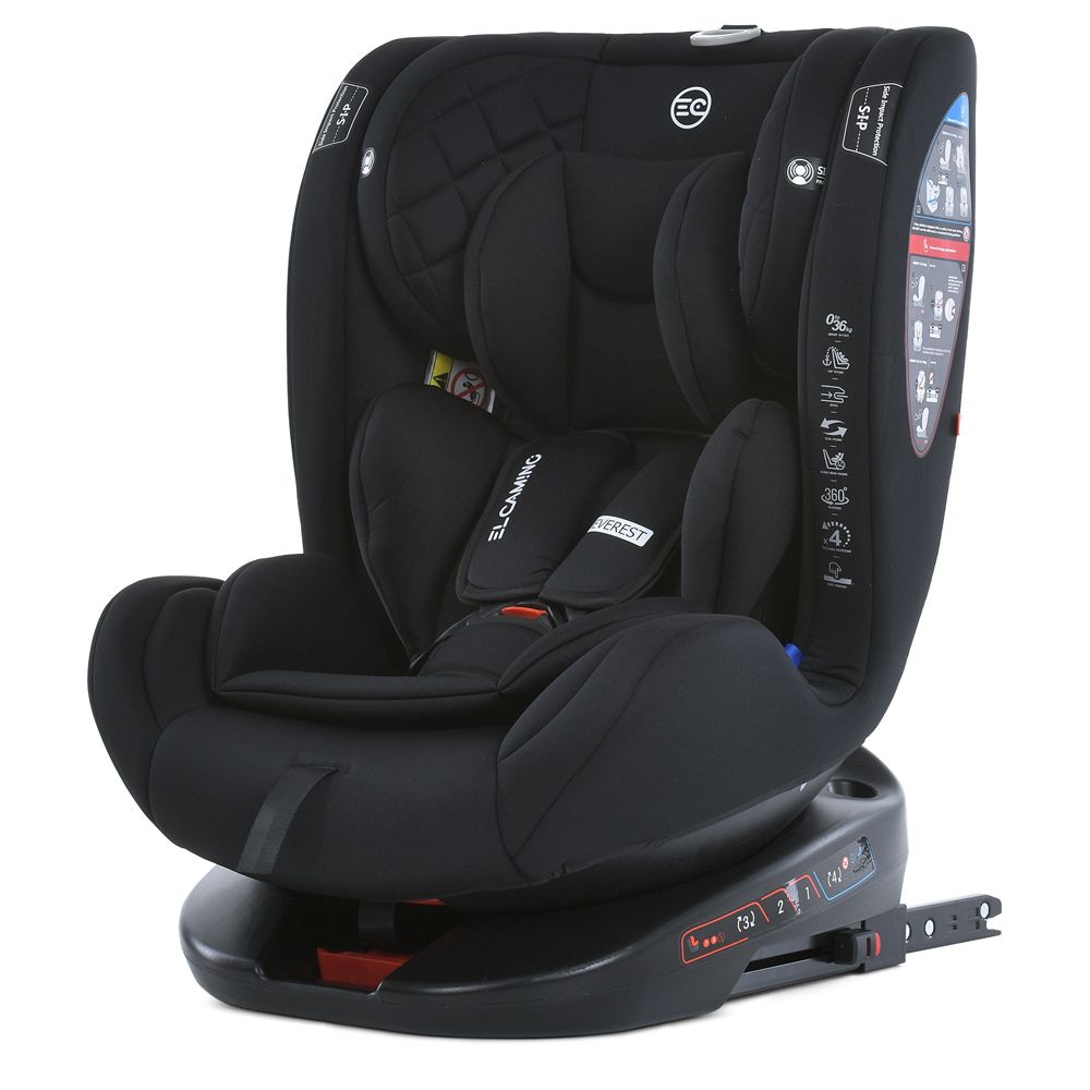 Автокрісло дитяче ME 1114 EVEREST Black, 0,1,2,3(до36кг),5-ти точ.рем.безпеки, isofix, 360град, чорний