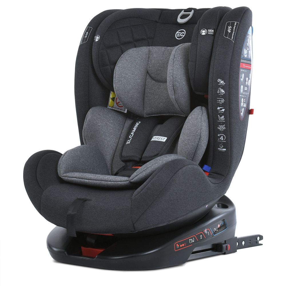 Автокрісло дитяче ME 1114 EVEREST Light Gray, 0,1,2,3(до36кг),5-ти точ.рем.безпеки, isofix, 360град, світло-сірий