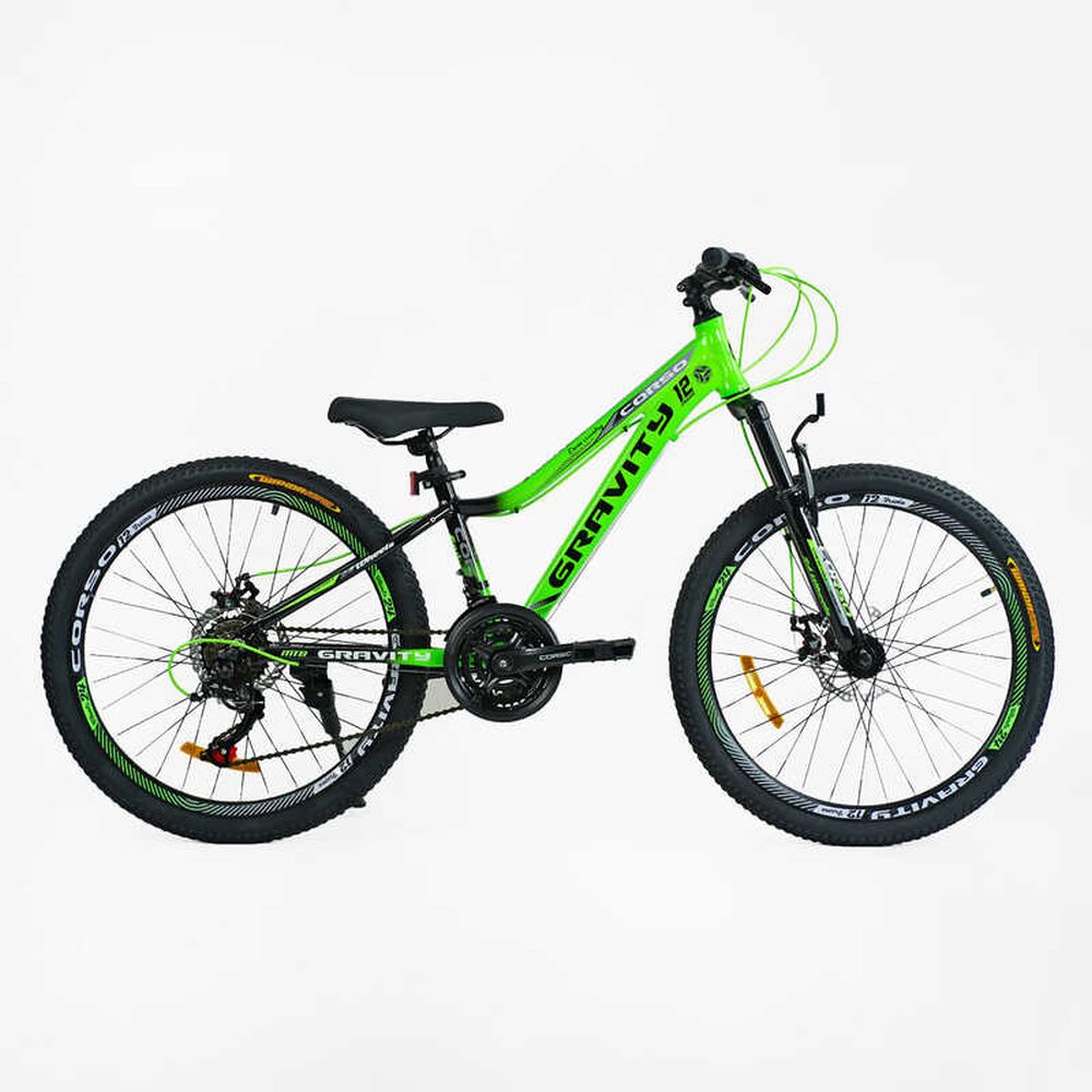 Велосипед 24" Corso «GRAVITY» GR-24205, AL рама 12’’, обладнання Shimano 21 швидкість, зібран на 75%