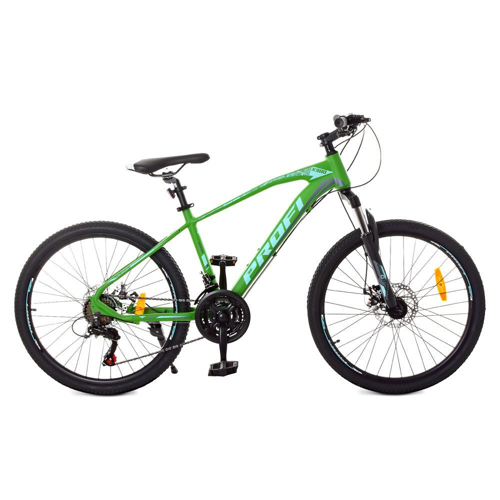 Велосипед 24" PROFI G24VELOCITY A24.1, алюм.рама 15",SHIMANO 21SP,алюм.DB,зелено-черный
