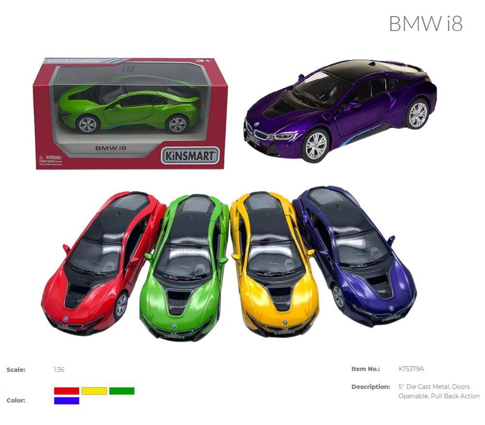 Модель легковая 5" KT5379WA BMW i8 метал.инерц.откр.дв.1:36.4цв.кор./96/