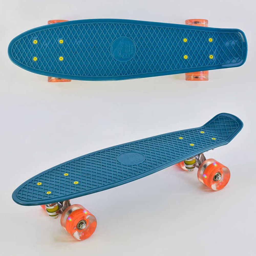 Скейт Пенни борд 3030 (8) Best Board, ГОЛУБОЙ, СВЕТ, доска=55см, колёса PU  d=6см