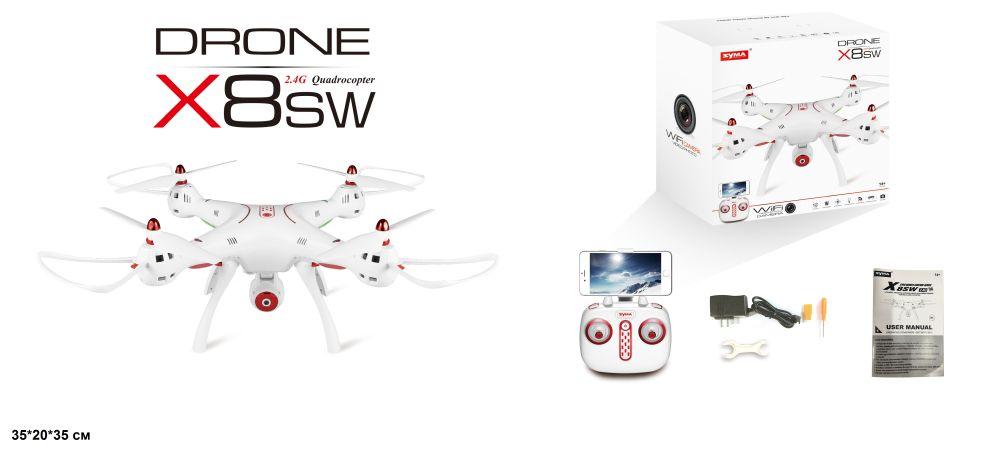 Р.У.Квадрокоптер Syma X8SW с барометром,камерой.Wi-Fi.FPV.свет.вращ.на 360гр.аккум./8/