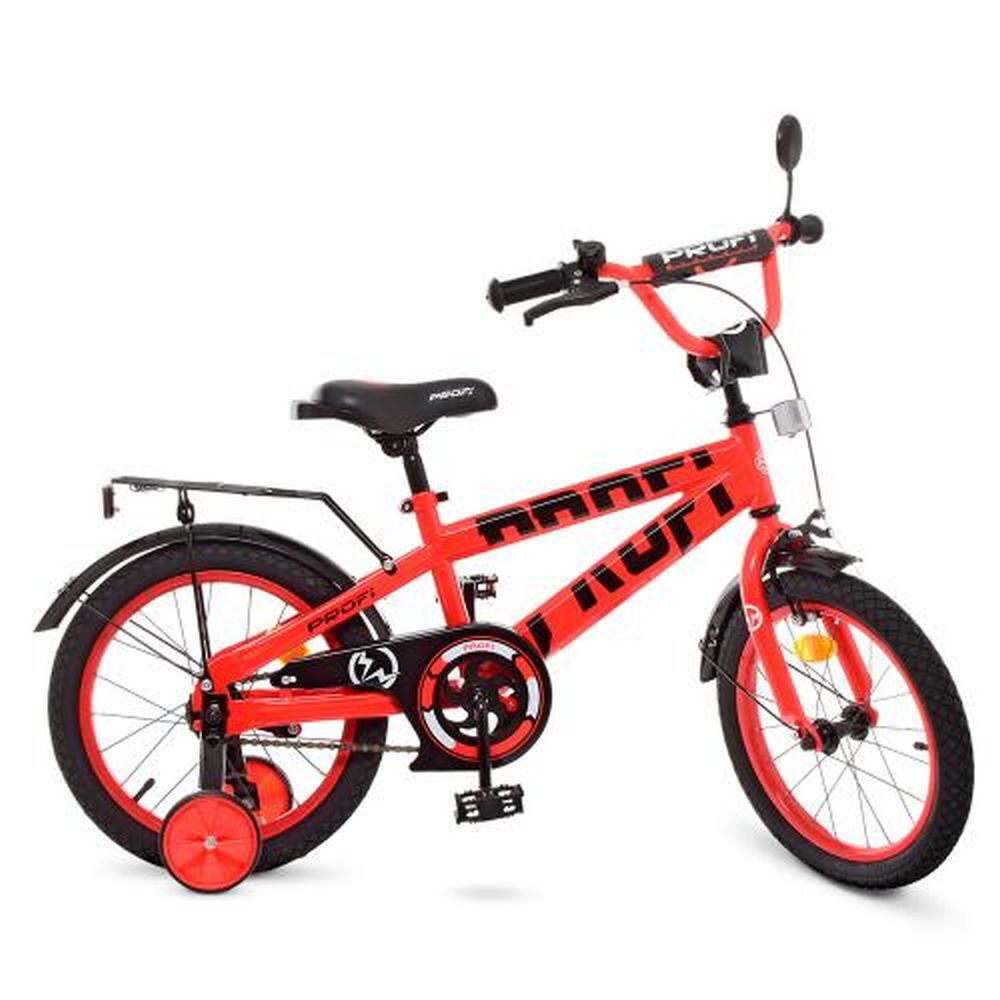 Велосипед 16" PROF1 Flash T16171, красный,звонок,доп.колеса