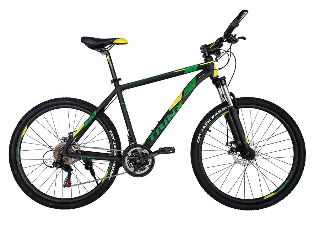 Велосипед 26" TRINX M136, DD рама-17" AL, Matt-Black-Yellow-Green