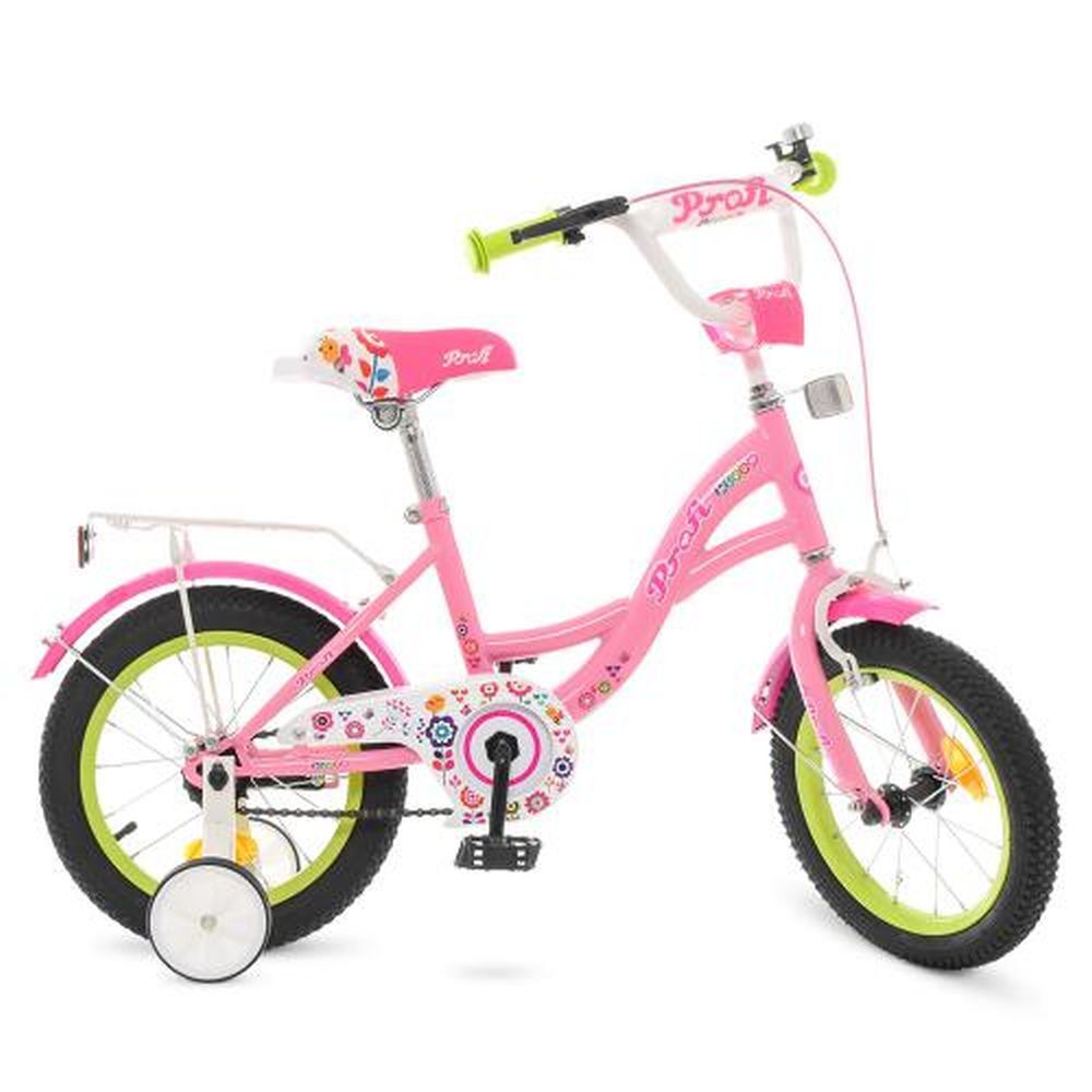 Велосипед 12" PROF1 Bloom Y1221, розовый,звонок,доп.колеса