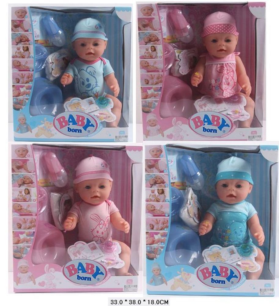 Пупс функц "BB" BL009CD/BL014AB (12шт/2) 4 вида, 9 ф-ций, откр/закр.глазки, в кор 33*18*38см