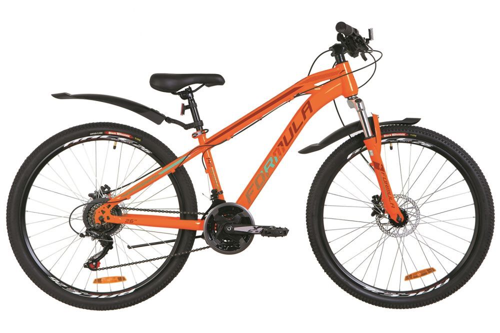 Велосипед 26" Formula DAKAR (OPS-FR-26-290), AM HDD рама-14" St с крылом Pl 2019 оранжево-бирюзовый